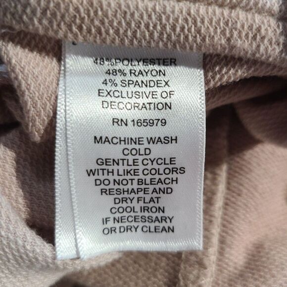 Cupio Beige Marbled Shirt L Cap Sleeve High-Low Medium Weight Knit Top - Picture 2 of 6